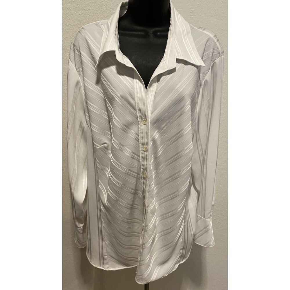 Worthington Stretch Easy Care Womens 2X Blouse Long Sleeves